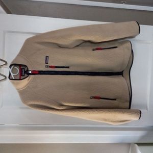 Patagonia Beige Performance Fleece Jacket with Black Trim